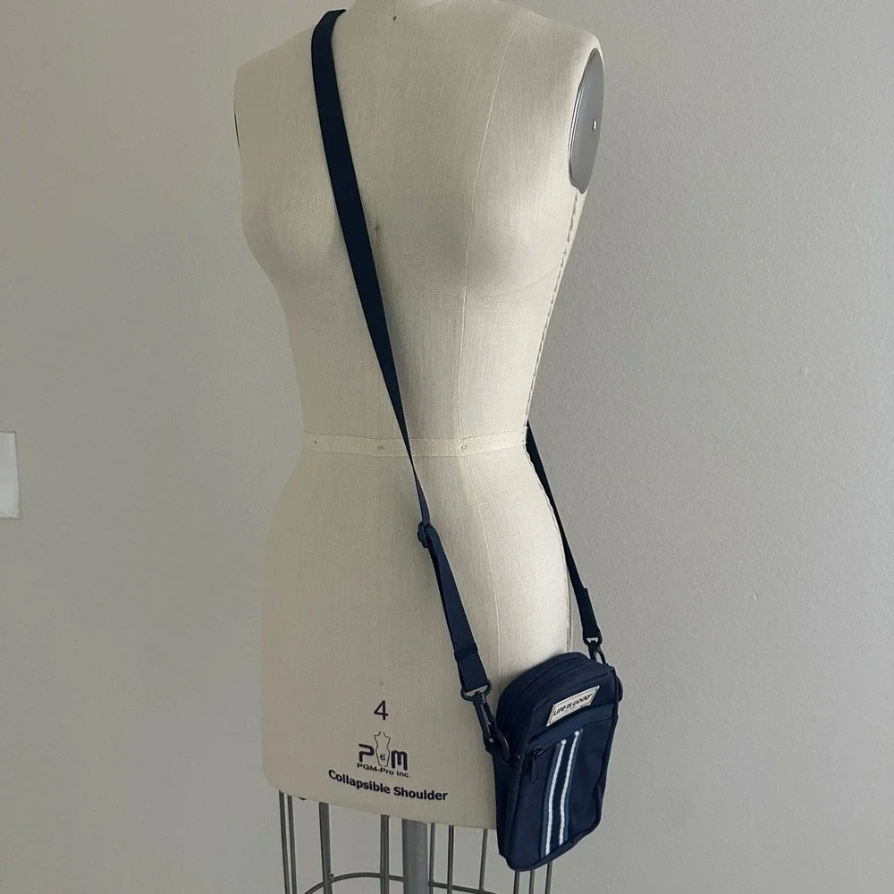 Life is Good Crossbody Bag Small OS Blue Striped Canvas Utility Pouch Travel